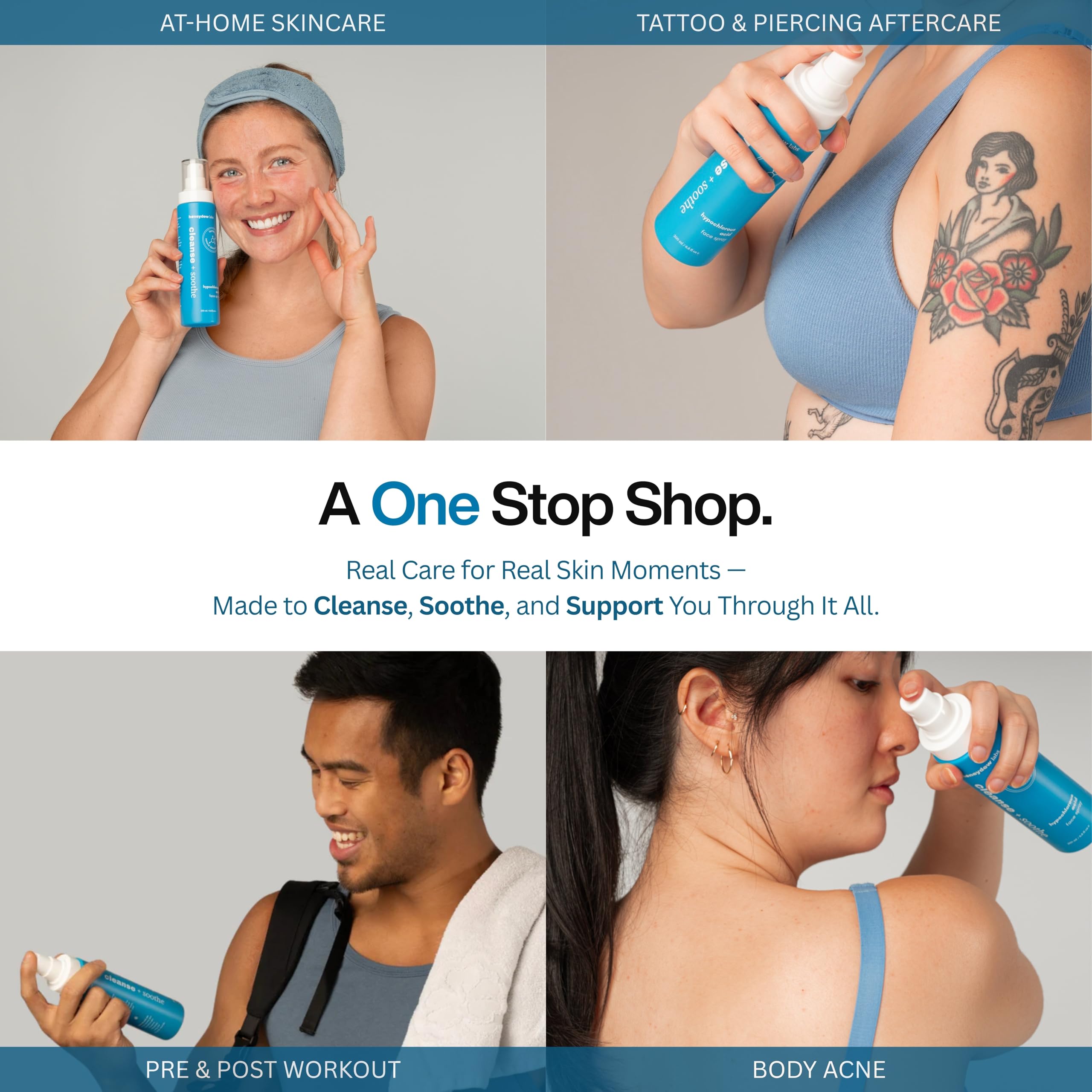 Honeydew Labs HOCl spray, cuidado post-tatuaje.