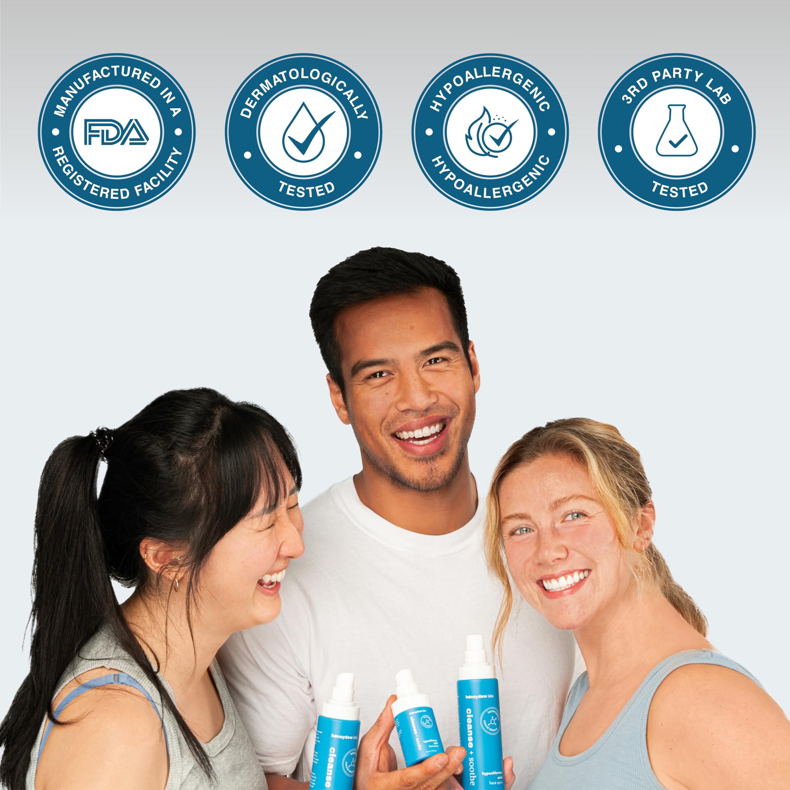 Honeydew Labs HOCl spray, fórmula con pH 5.5: suave para piel sensible.
