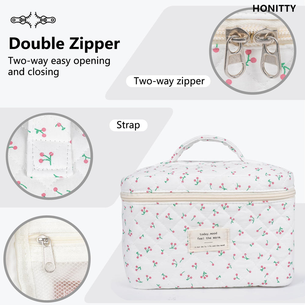 Honitty bolso cosmético para viaje con diseño floral, duradera y fácil de limpiar.
