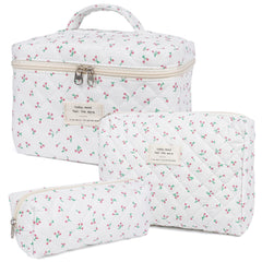 Honitty bolsa de maquillaje acolchada con diseño floral, ideal para ordenar cosméticos en casa o de viaje.