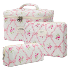 honitty bolsa maquillaje acolchada floral, ideal para transportar cosméticos en viajes
