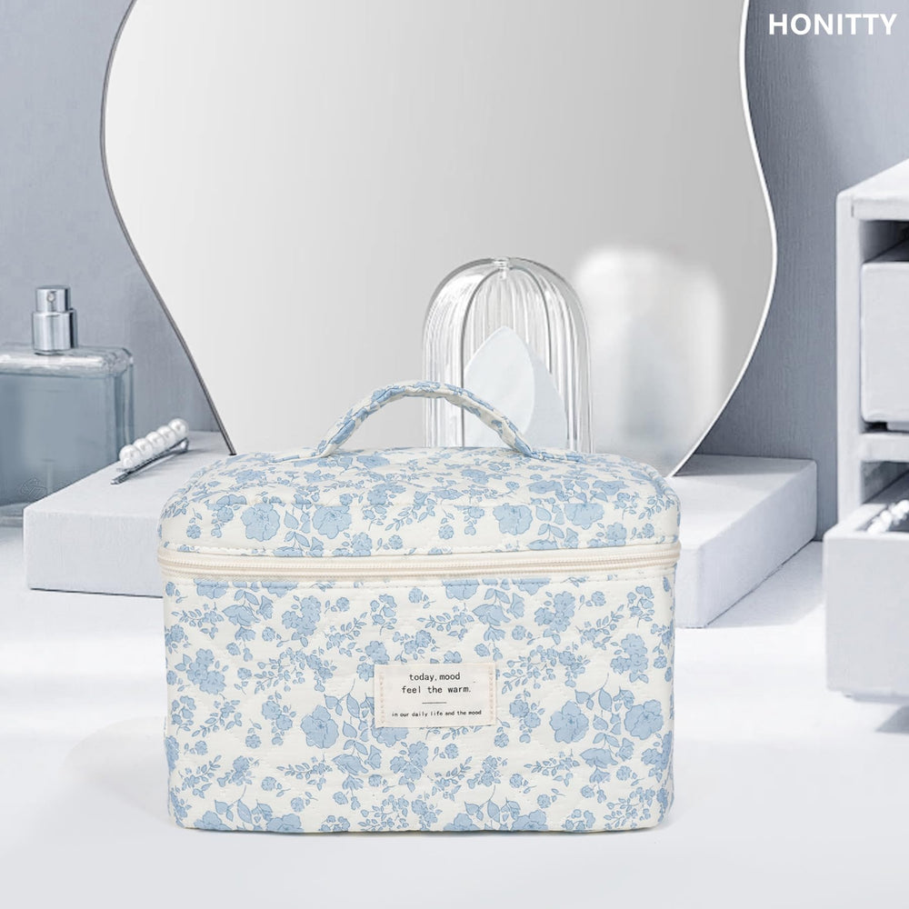 Honitty bolsa maquillaje uso diario, diseño acolchado para estilo y organización.