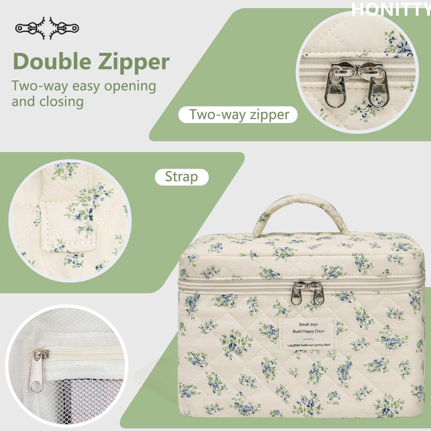 Honitty bolso floral duradero con cierre suave, perfecto para uso diario.