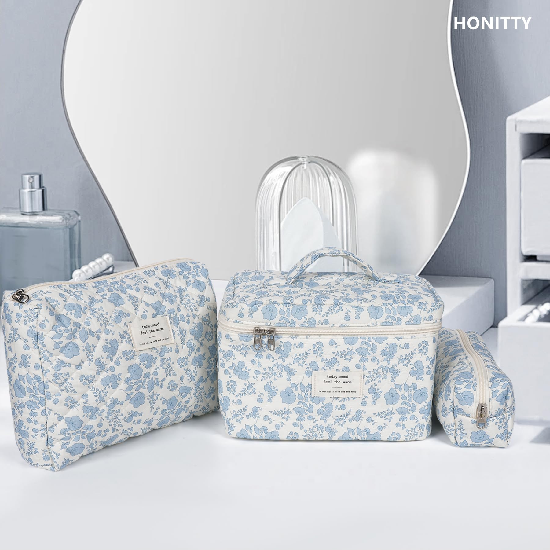Honitty estuche de algodón floral, fácil de limpiar y duradero para viajes.