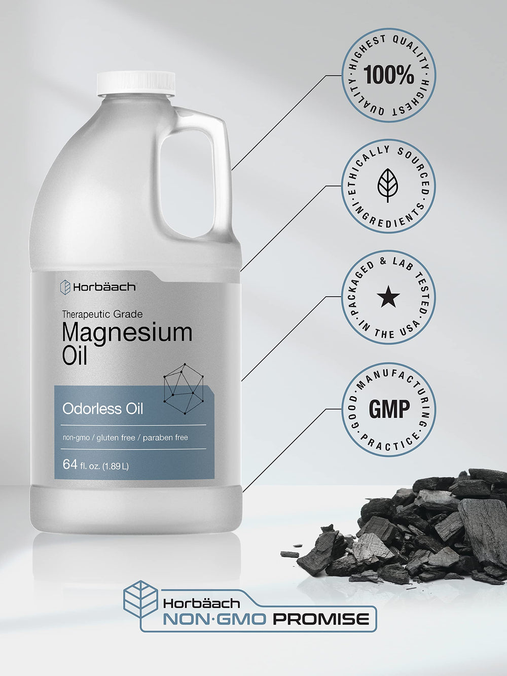 Horbaach aceite de magnesio, ingredientes puros y seguridad.