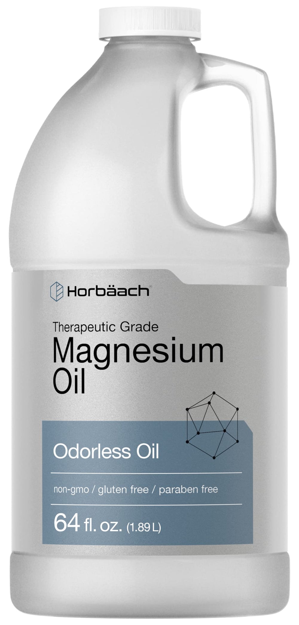 Aceite de Magnesio Horbäach, botella de 64 oz, uso tópico posible.