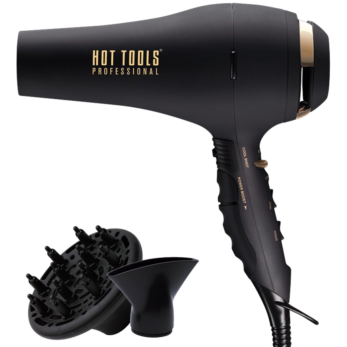 Hot Tools Pro Artist Black Gold 2100 Turbo con concentrador para peinado preciso