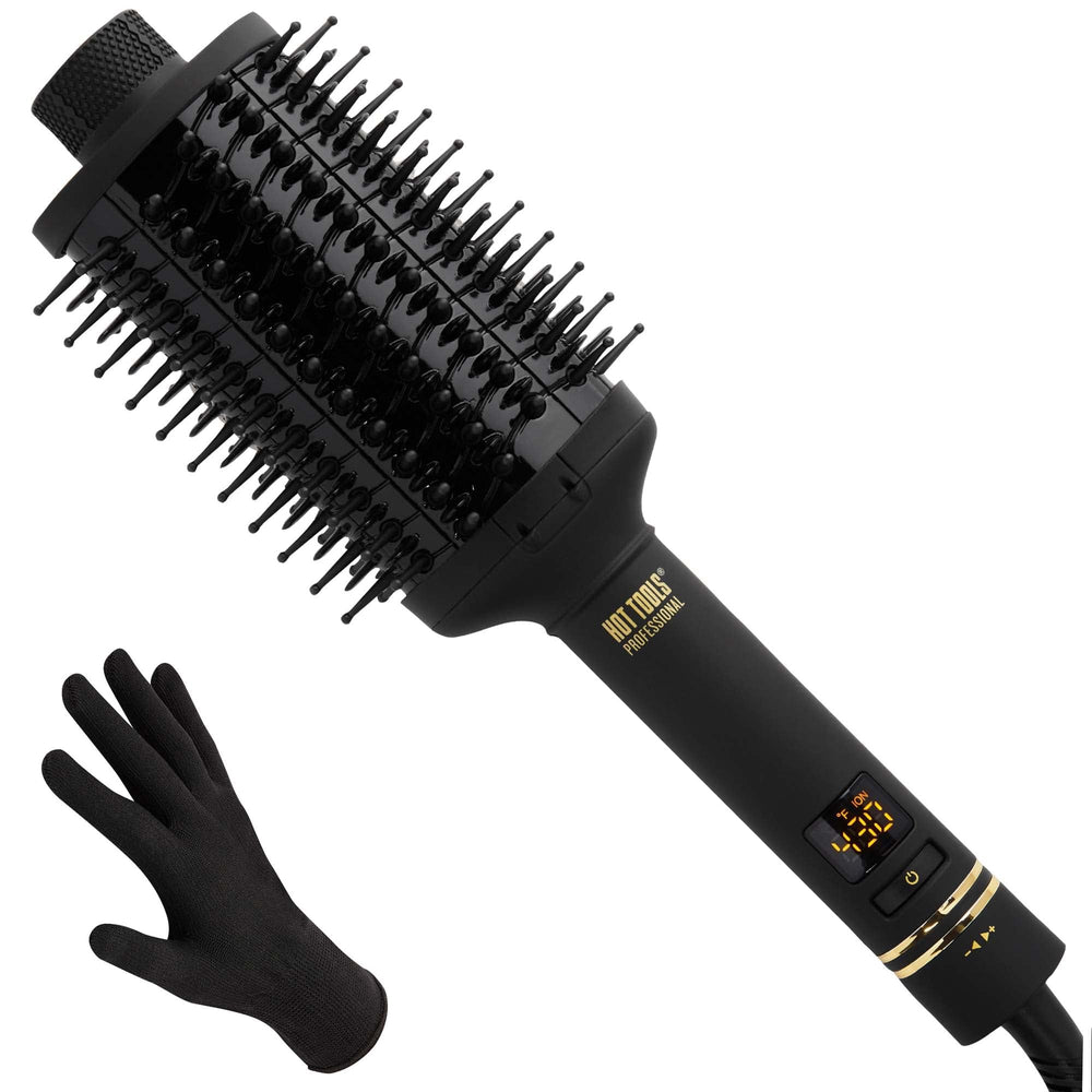 Hot Tools Pro Artist Cepillo Ovalado Negro Dorado suaviza y da volumen sin tirones.