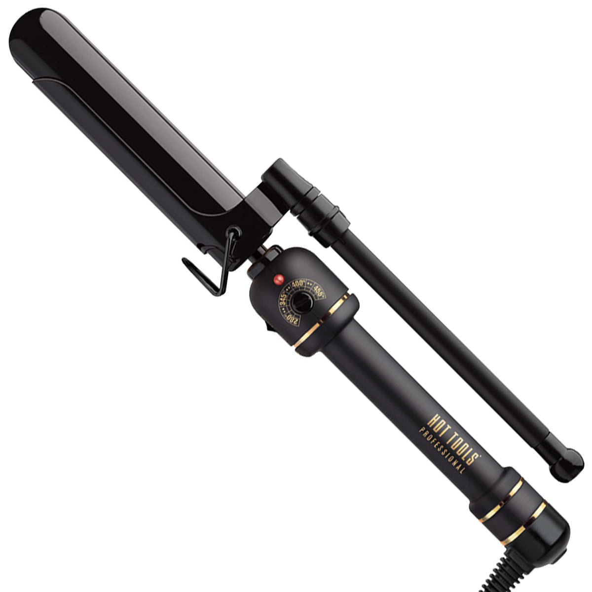 Rizador Hot Tools Pro Artist con barra negro dorado para rizos suaves y brillantes.