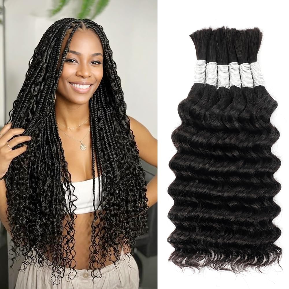 Hotlulana: paquetes para trenzas boho con onda profunda de 14 pulgadas para volumen.
