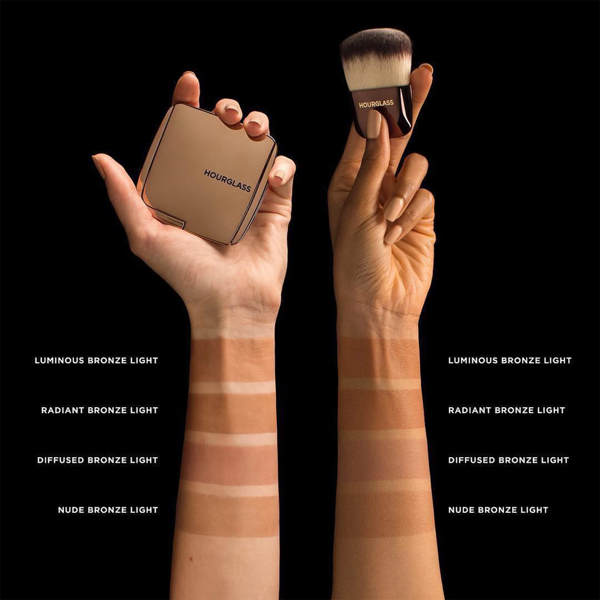 Hourglass Bronceador aplicacion mejillas para un efecto luminoso