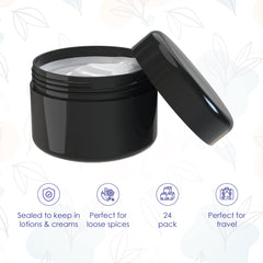 Houseables jarras negras 2oz detalle tapa: cierre hermético para conservar contenido.
