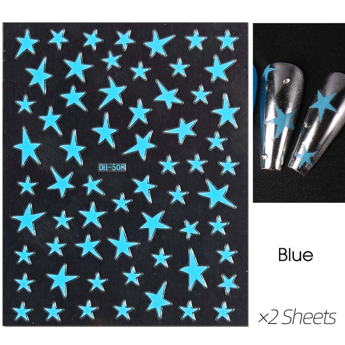 HPYFOI estrellas pegatinas medianas para uñas: estilo festivo y pulido.