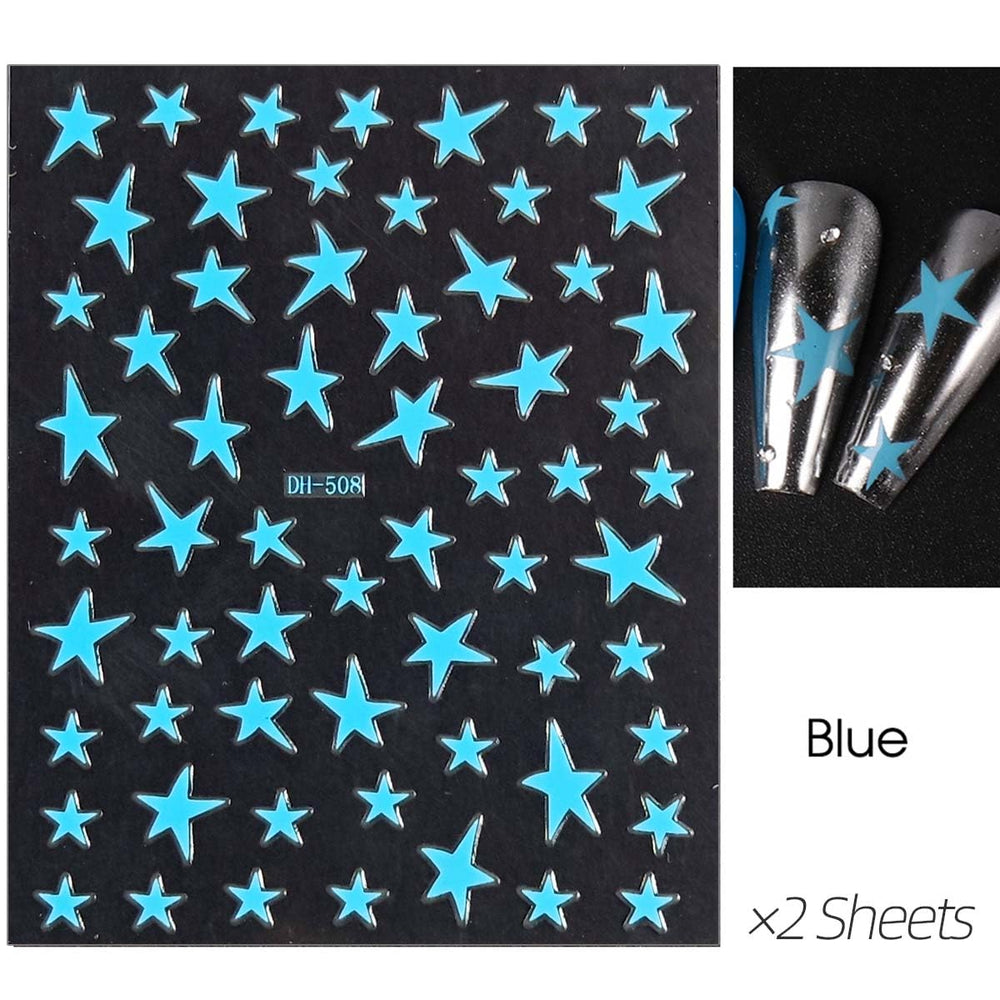 HPYFOI estrellas pegatinas medianas para uñas: estilo festivo y pulido.