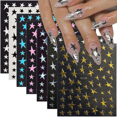HPYFOI estrellas para uñas 14 hojas: acabado versátil para cualquier color.