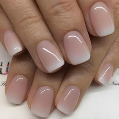 Hrnsnails uñas pegables Frances rosado blanco ombre para look elegante diario