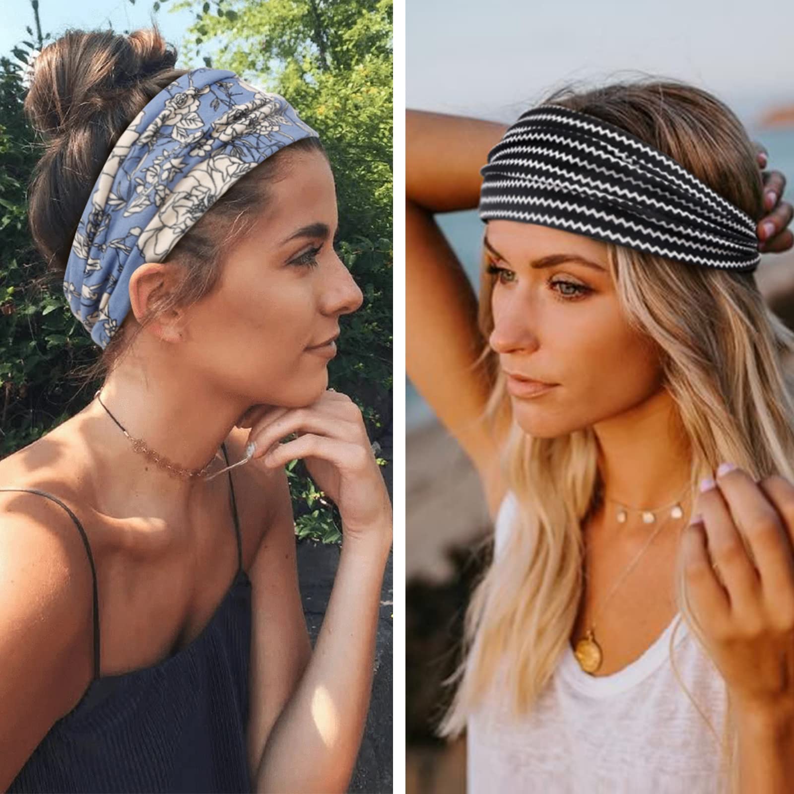 Huachi headbands boho de doble uso para estilos con banda ancha o delgada
