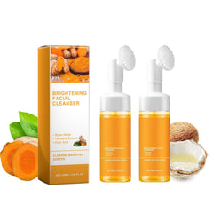 HuaQing limpiador espumoso de cúrcuma con brocha, limpieza profunda y suave.