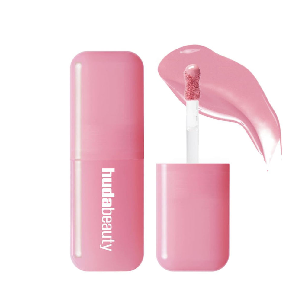 HUDABEAUTY rubor líquido Bubblegum en empaque compacto para retoques rápidos