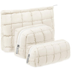 Bolsas Huhumy acolchadas, conjunto 3 piezas blancas con cuadros, para viajar.