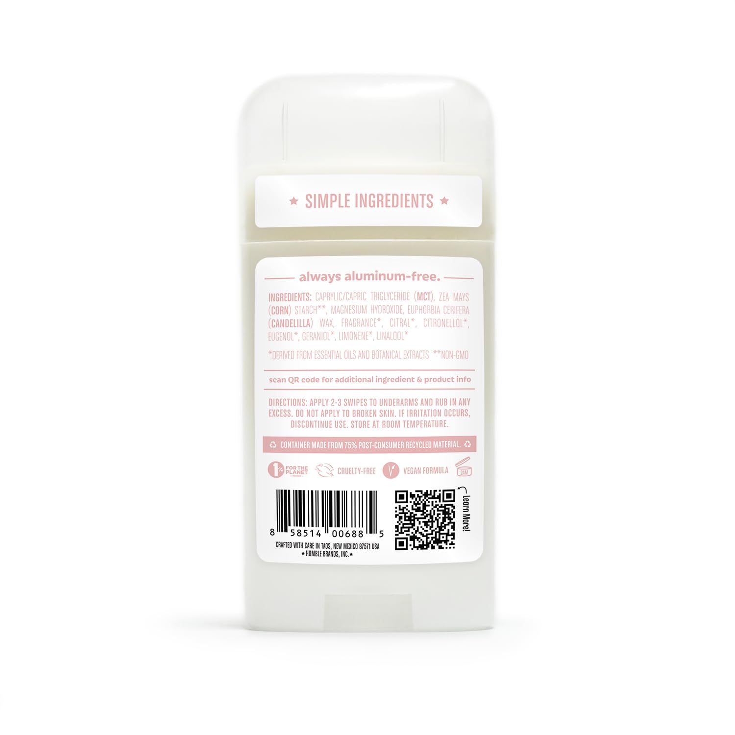 Desodorante Humble Brands aroma natural Rosa Marroquí para bienestar.
