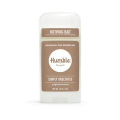 Desodorante Humble Original sin aluminio en botella, control de olores durante todo el día.