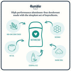 Desodorante Humble Brands Original con ingredientes simples, apto para piel sensible.