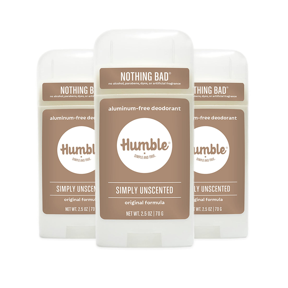 Desodorante Humble Brands Original sin aluminio, control de olor diario con fórmula simple.