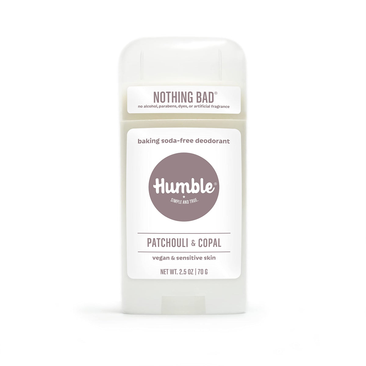 Humble Brands desodorante sin aluminio: empaque limpio y práctico.