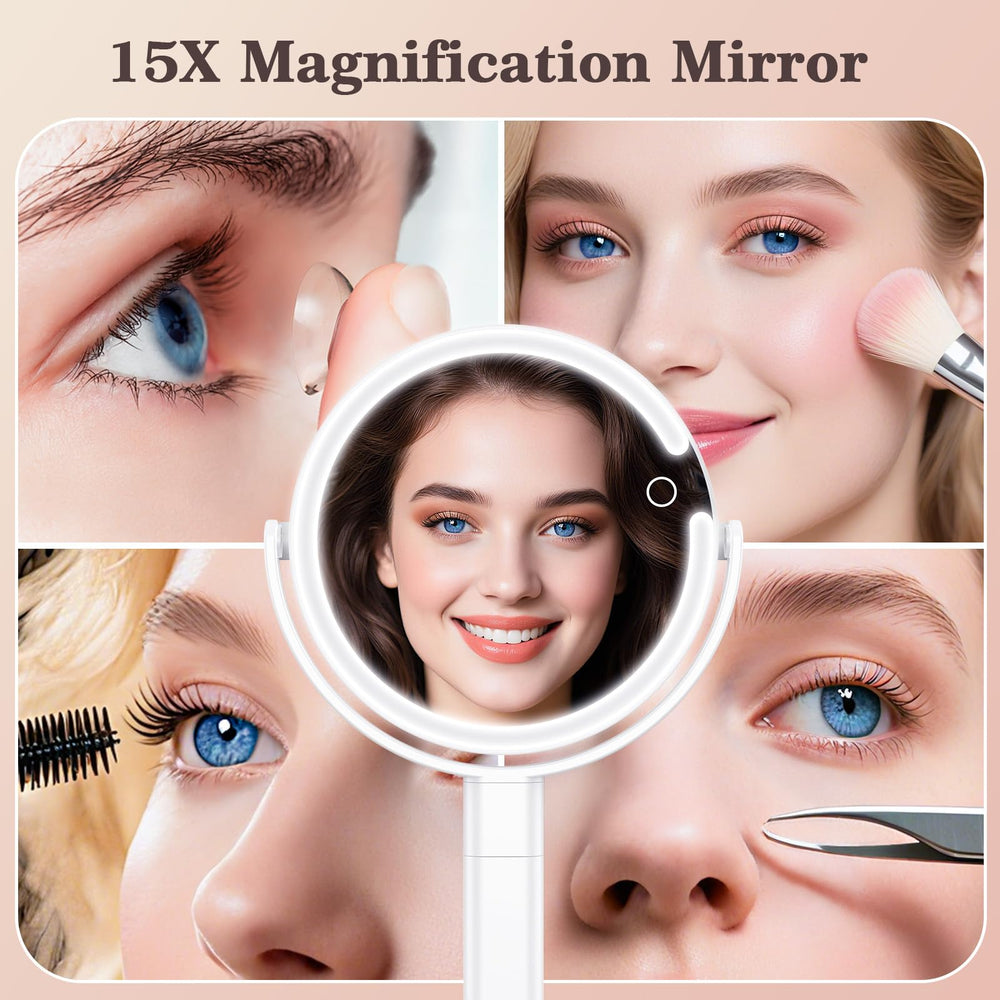 Giro de 360° y altura ajustable para ángulos cómodos durante el maquillaje.