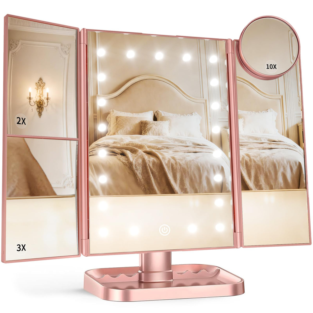 HUONUL Espejo de maquillaje con luces para aplicación precisa