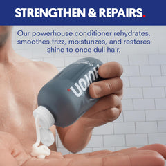 Huron après-shampooing anti-frisottis, cheveux plus lisses et démêlés faciles.