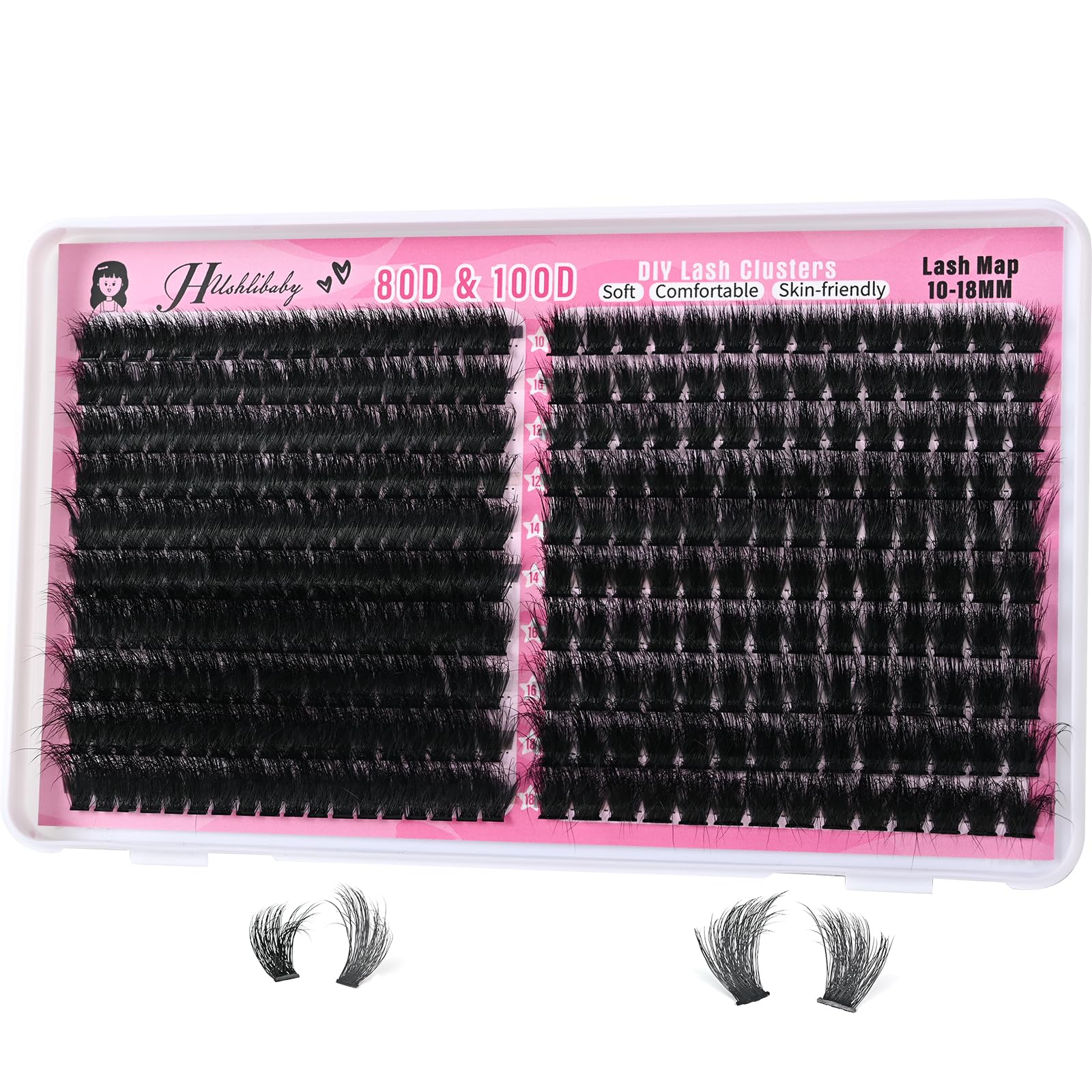 Hushlibaby empaque de racimos wispy 80D+100D para volumen versátil