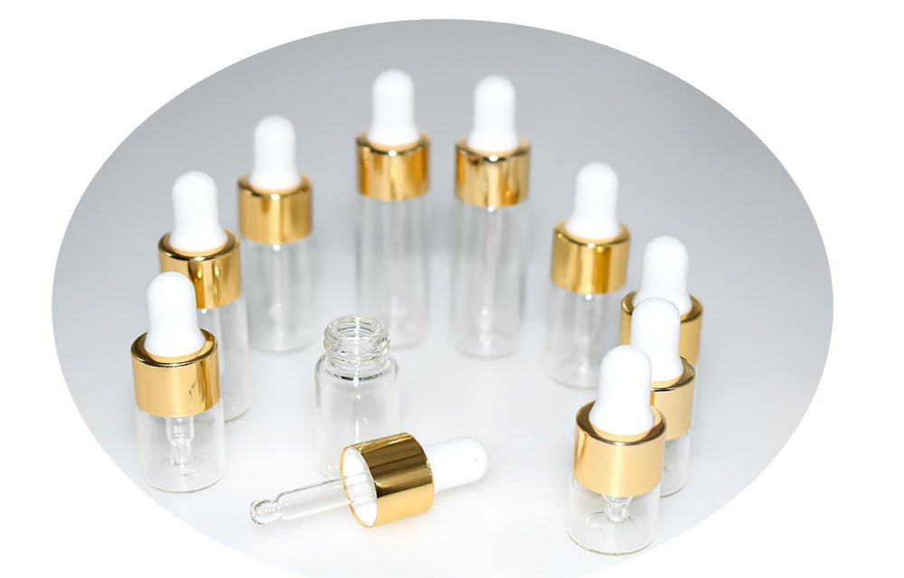 Botella Hustar mini de 1 ml para muestras de aceite esencial en viaje.