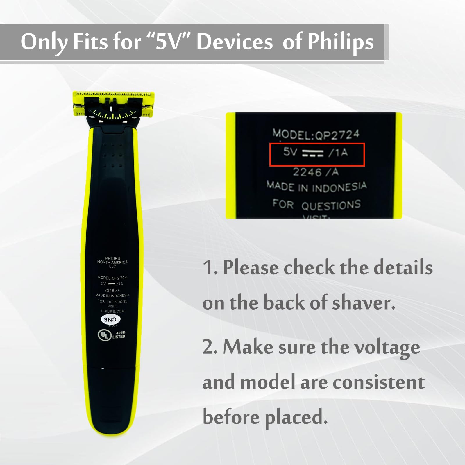 HX-CQHY cable de repuesto USB 5V para OneBlade, ideal para casa y viaje.