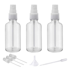 Hydior botellas de vidrio dos onzas con 3 atomizadores, ideales para aceites esenciales.