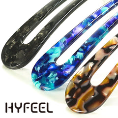 HYFEEL horquilla carey marrón vista trasera mostrando forma en U
