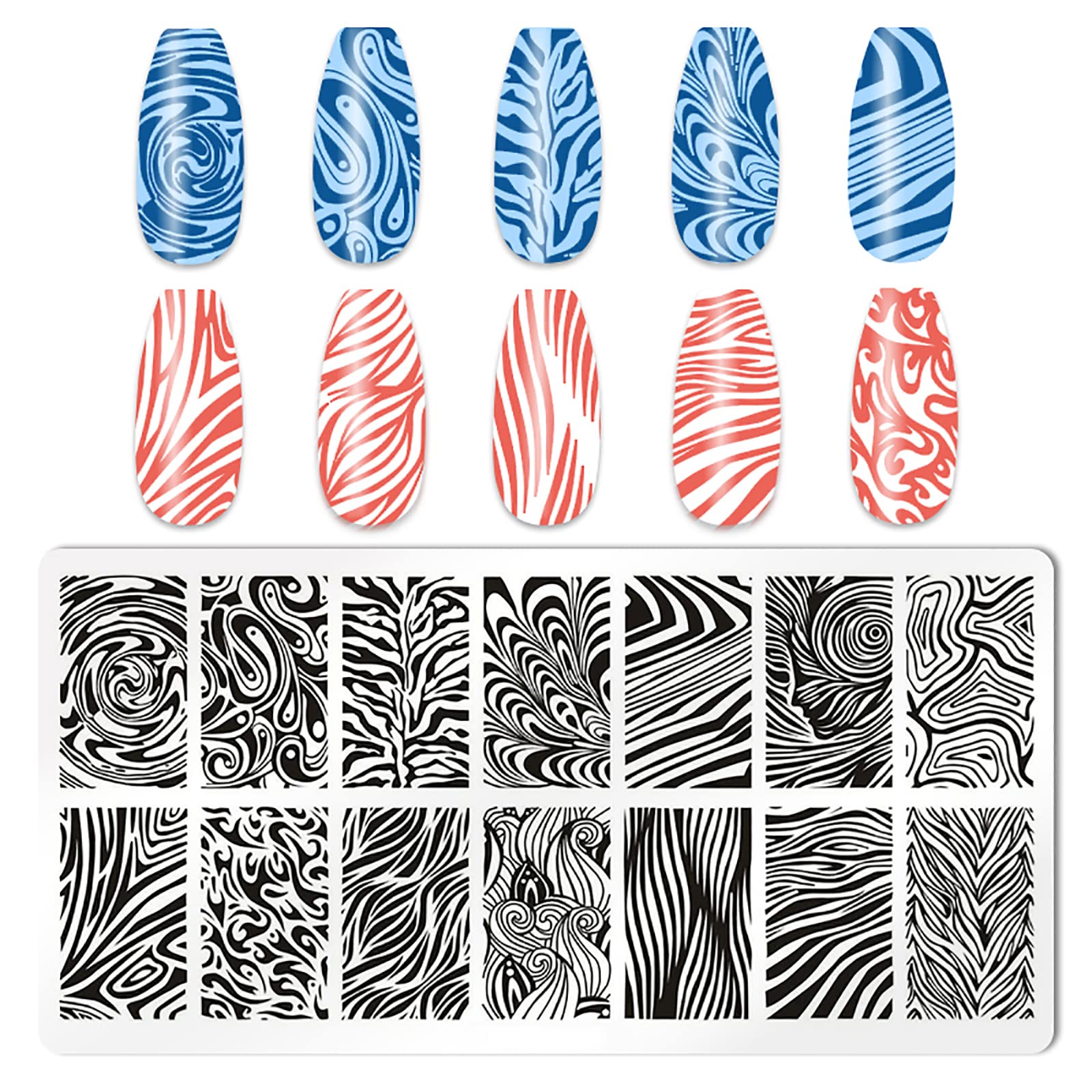 HYWWPFLAY placas estampado serpiente para uñas, detalle elegante