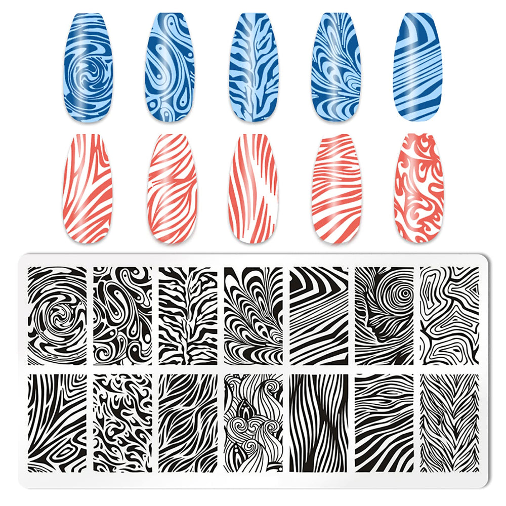 HYWWPFLAY placas estampado serpiente para uñas, detalle elegante