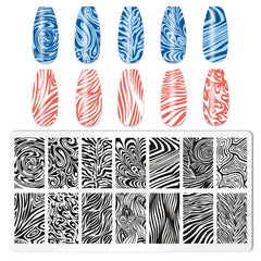 HYWWPFLAY placas estampado serpiente para uñas, detalle elegante