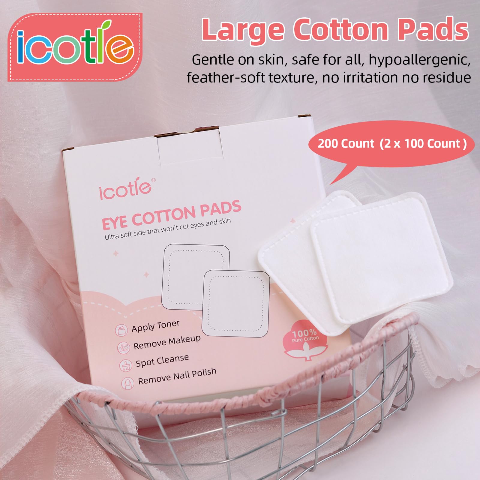 ICOTLE sin pelusa: almohadillas que no dejan residuos para maquillaje y limpieza