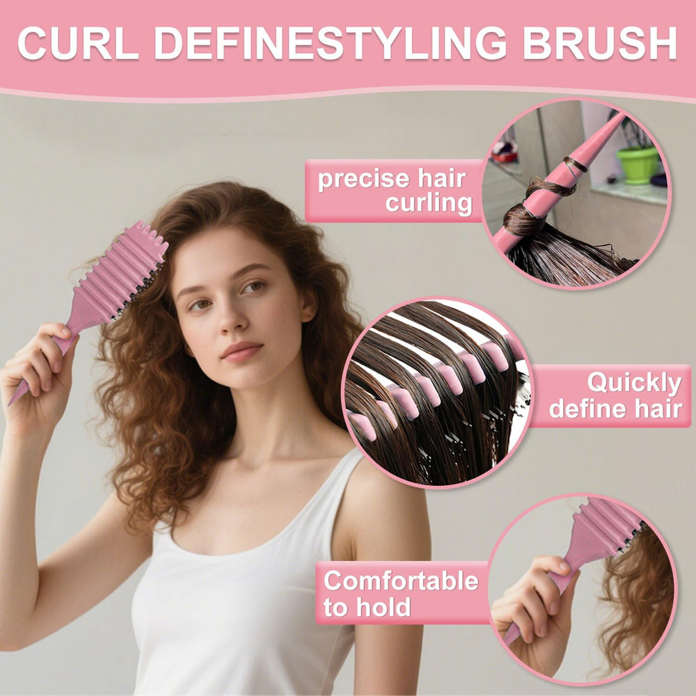 iDAOLI mango ergonómico cepillo para rizos rosa: manejo cómodo durante peinados.
