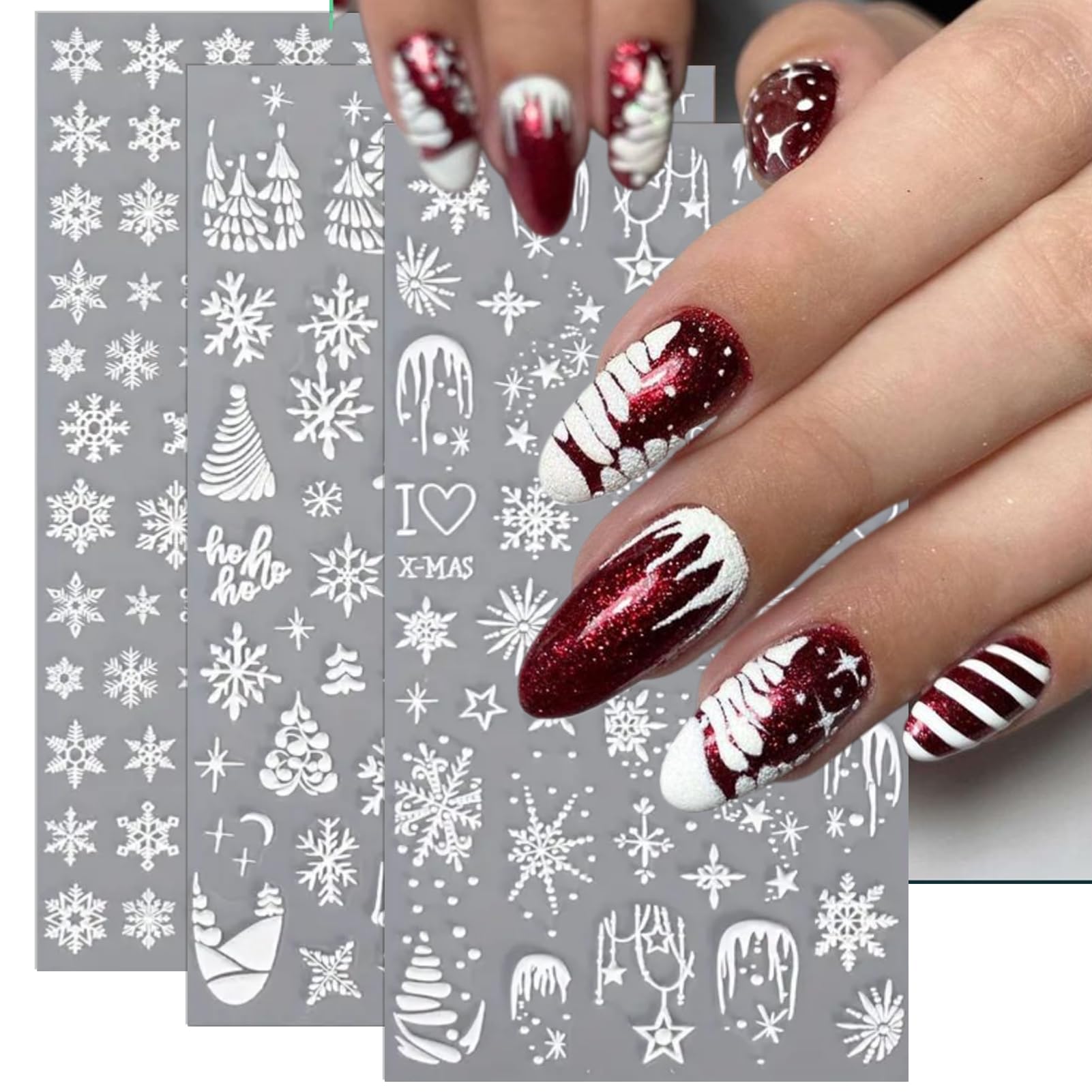 IDDFEVE copos de nieve brillantes arte de uñas festivo.
