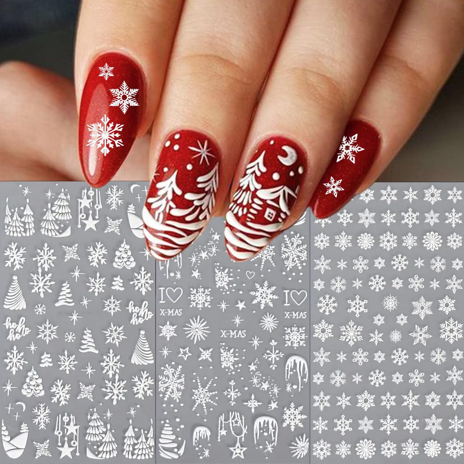 IDDFEVE copos de nieve relieve para uñas, toque festivo.