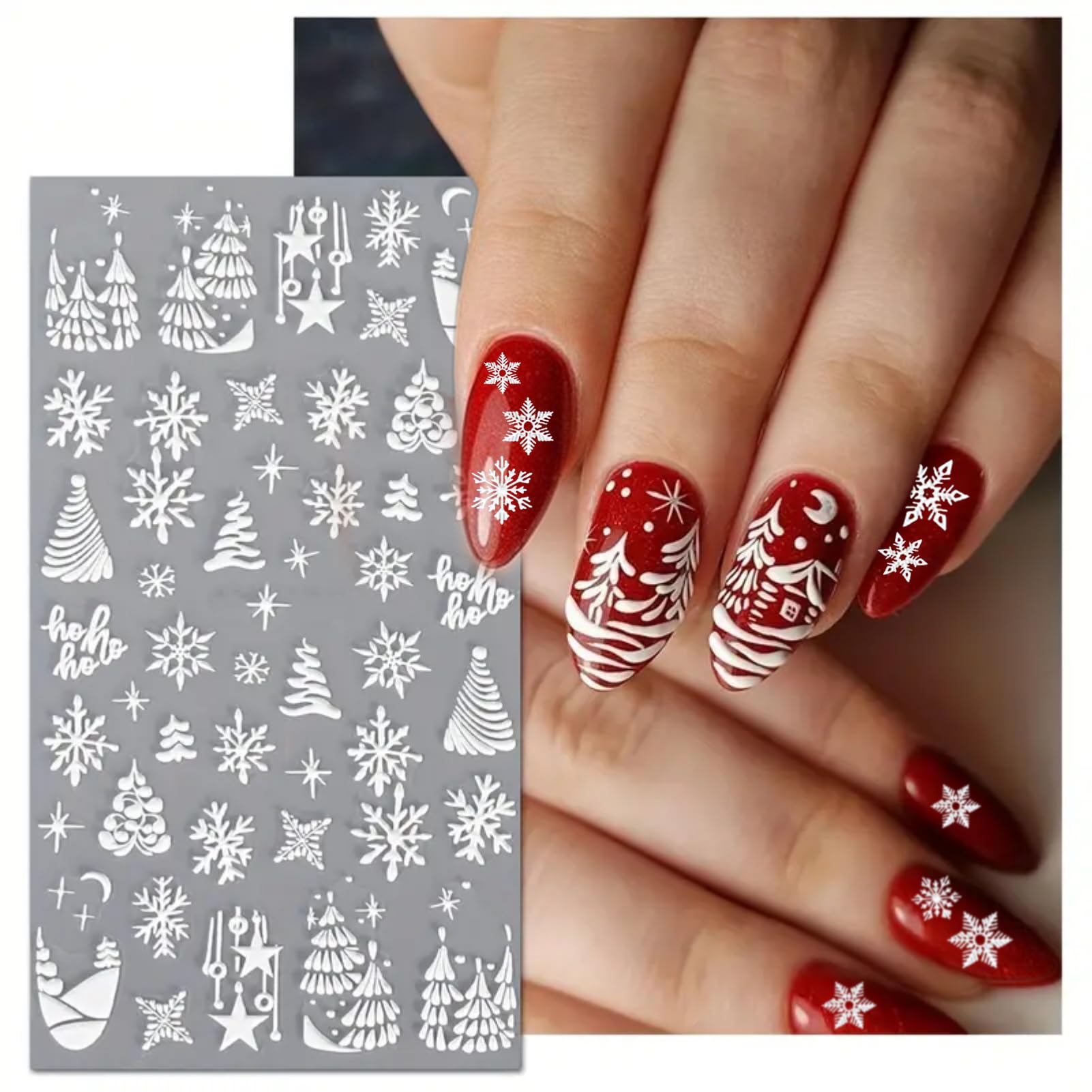 IDDFEVE diseños nieve embossados navideños para uñas con efecto 3D.