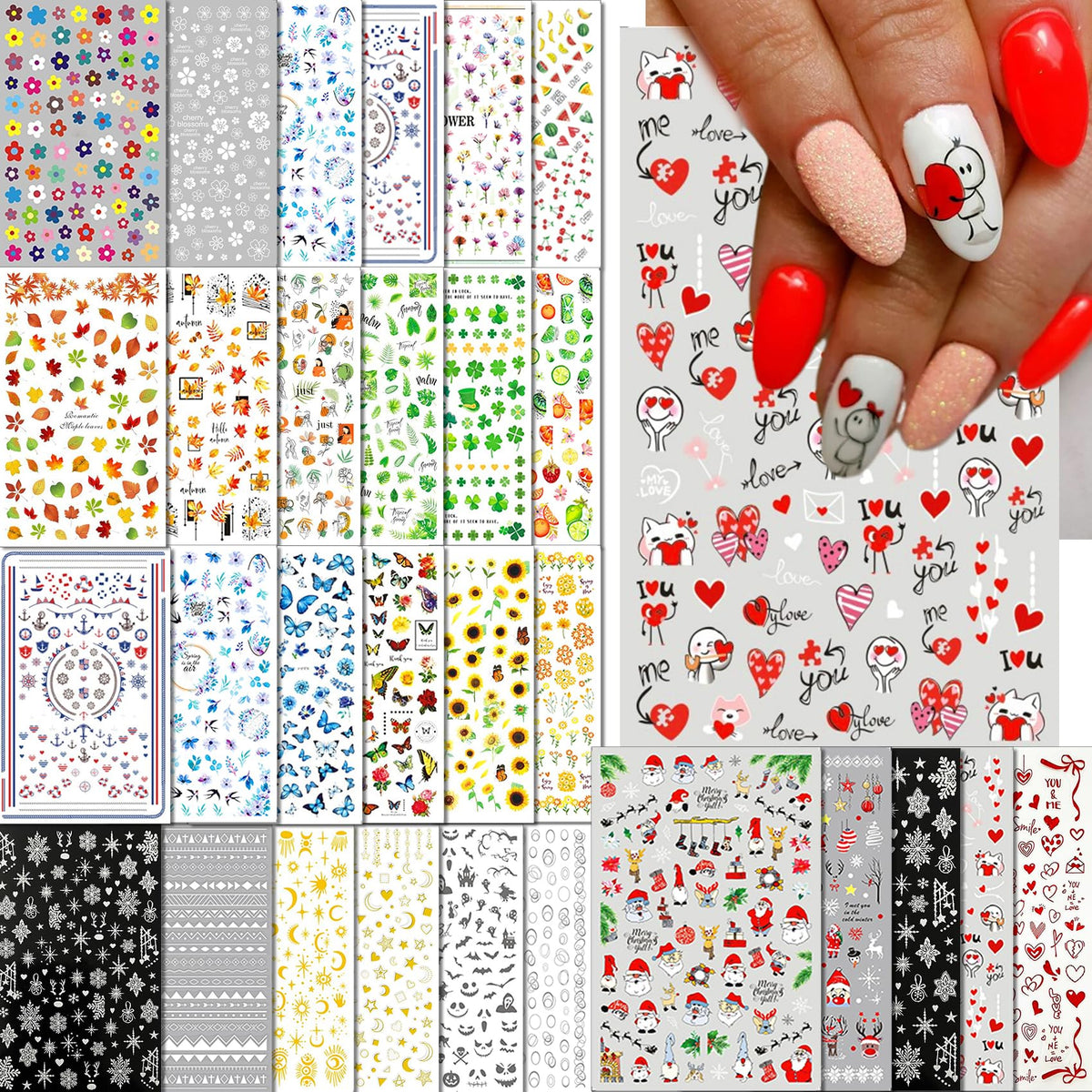 IDDFEVE estampas de uñas festivas para todo el año, fáciles de aplicar en casa.