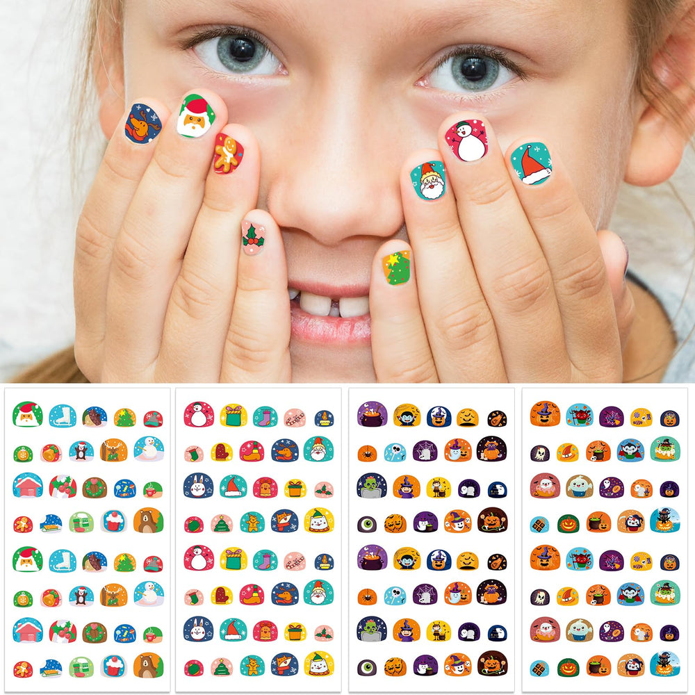 IDDFEVE Uñas con motivos Halloween 3D autoadhesivos, ideal para fiestas infantiles