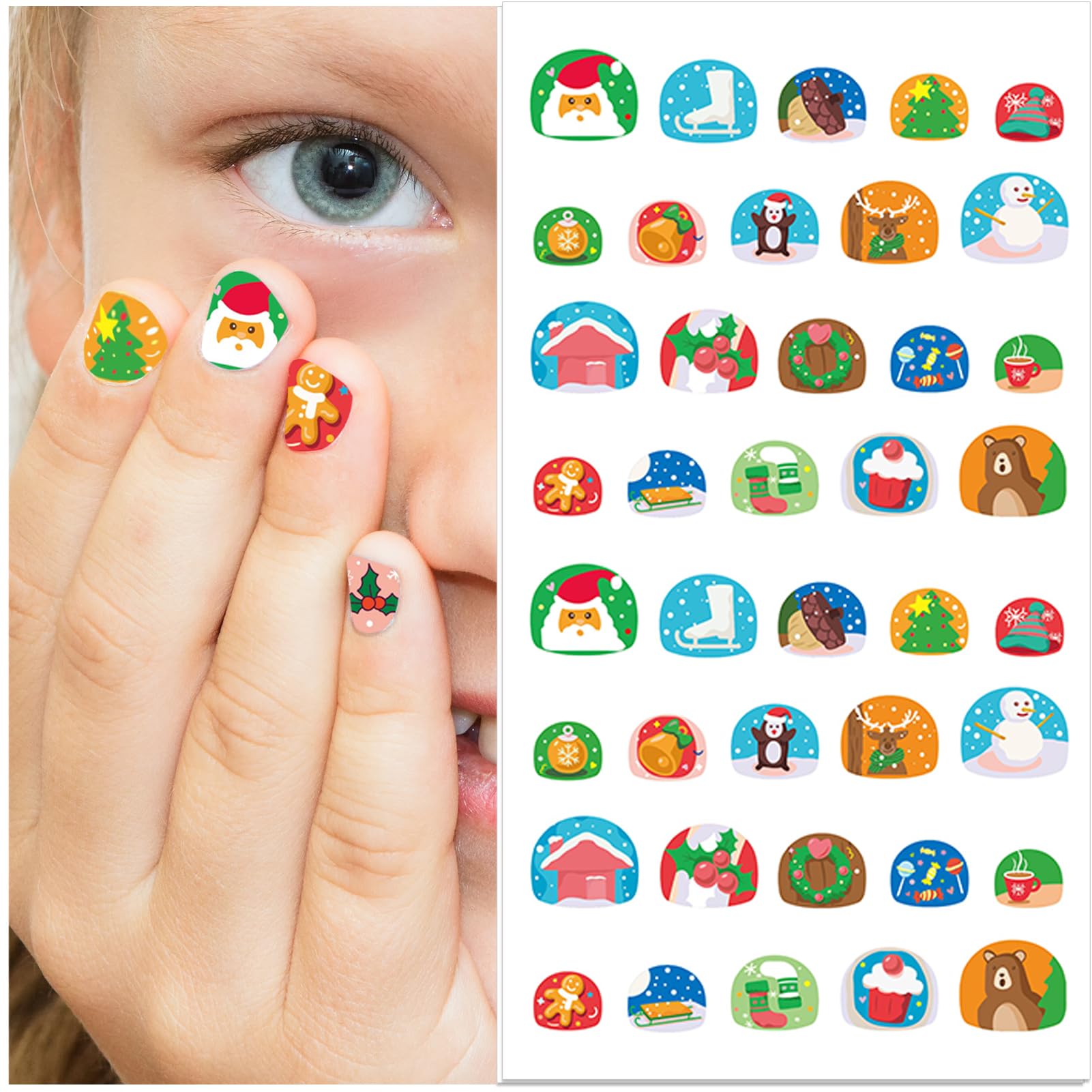 IDDFEVE Uñas con diseños navideños 3D autoadhesivos, perfecto para regalos