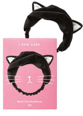 Diadema facial I DEW CARE negra con diseño gato mantiene el cabello alejado del rostro