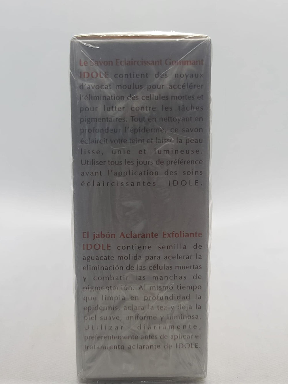 Idole Jabón exfoliante para uso diario, prepara la piel antes de tratamientos aclaradores.